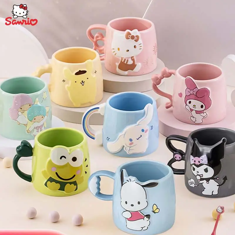 

Оригинальная керамическая кружка Sanrio Hello Kitty My Melody Kuromi Cinnamoroll Pom пурин симпатичная Цветная кружка для влюбленных подарок