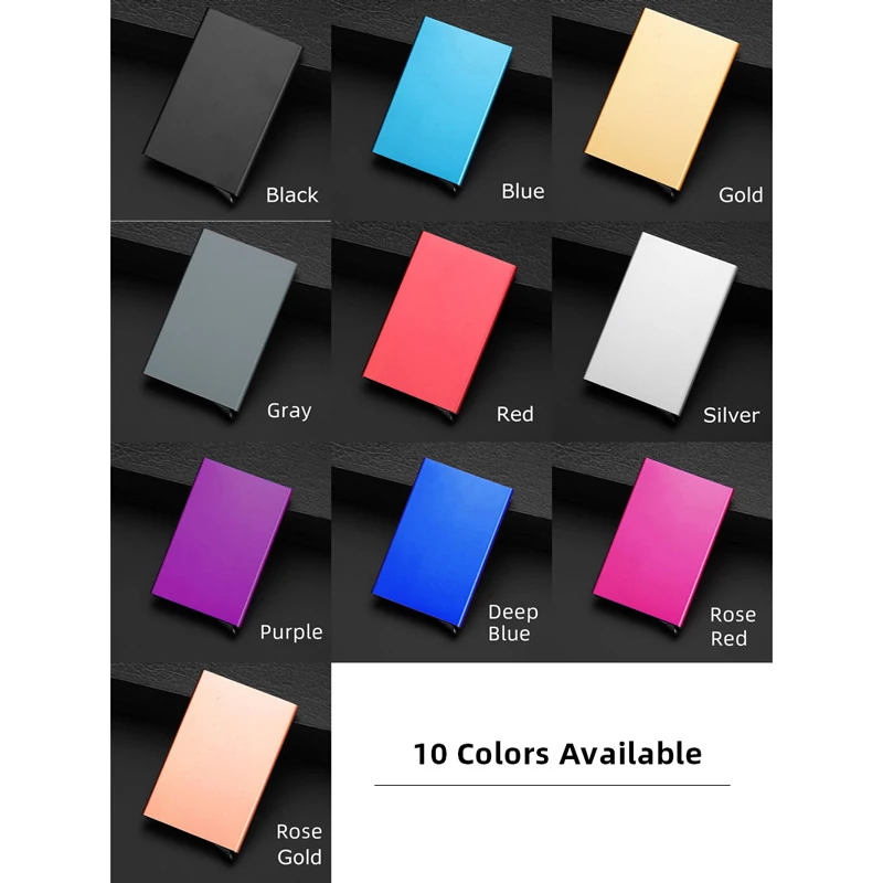 yuecimie anti theft id credit card holder porte carte thin aluminium metal rfid wallet case women men bank credit card box free global shipping