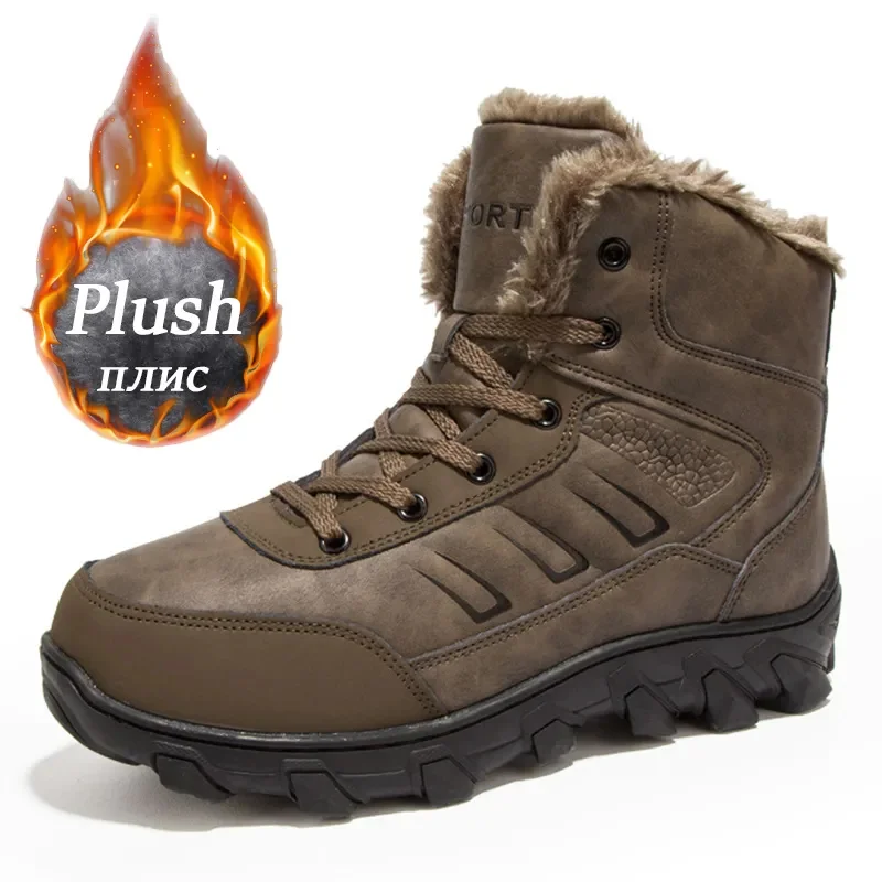 

Men's Shoes Winter Anti Slip Snow Boots Outdoor Plush Hiking Shoes High Quality Waterproof Boots Casual Shoes For Men Size 39-48