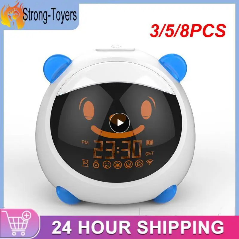 

3/5/8PCS Childrens Sleep Trainer Teach Children In The Room Pc Abs Silicone For Children Lantern Luminous Clock Desk Clock