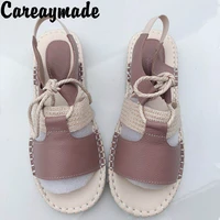 careaymade genuine leather sandalspure handmade shoesthe retro art mori girl flats shoesfashion casual shoes35 41