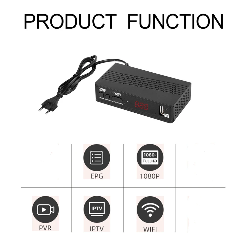 DVB T2 ТВ-тюнер Wi-Fi Бесплатная цифровая ТВ-приставка HD 1080P DVB-T2 тюнер приемник