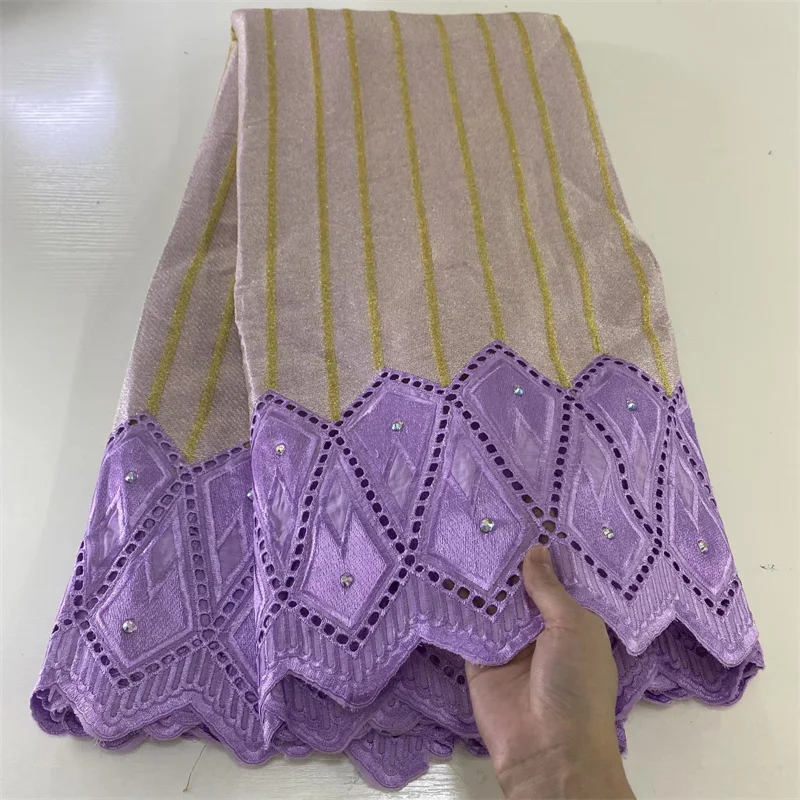 

Swiss Pure Cotton Punch 5 Yards With Stone Lace 2022 High Quality African Mesh Cozy Fabric Franch Wedding Evening Party Dress