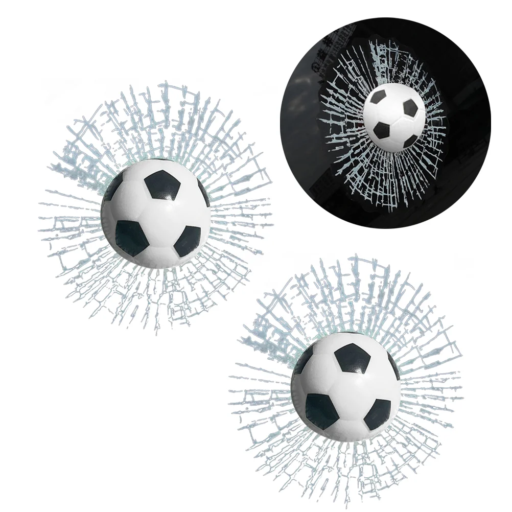 

2PCS 3 Pattern Car Stickers Glass Stickers Decorative Car Window Stickers (White Football)