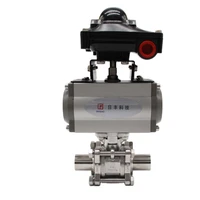 iso18001 industrial three piece control valve pneumatic stainless steel weld 3pc ball valve for beer beverage
