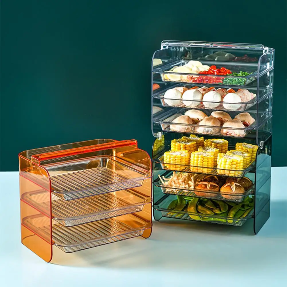 

60%HOTKitchen preparation rack drawer design stackable PET multifunctional vegetable and meat kitchen tray restaurant kitchen su