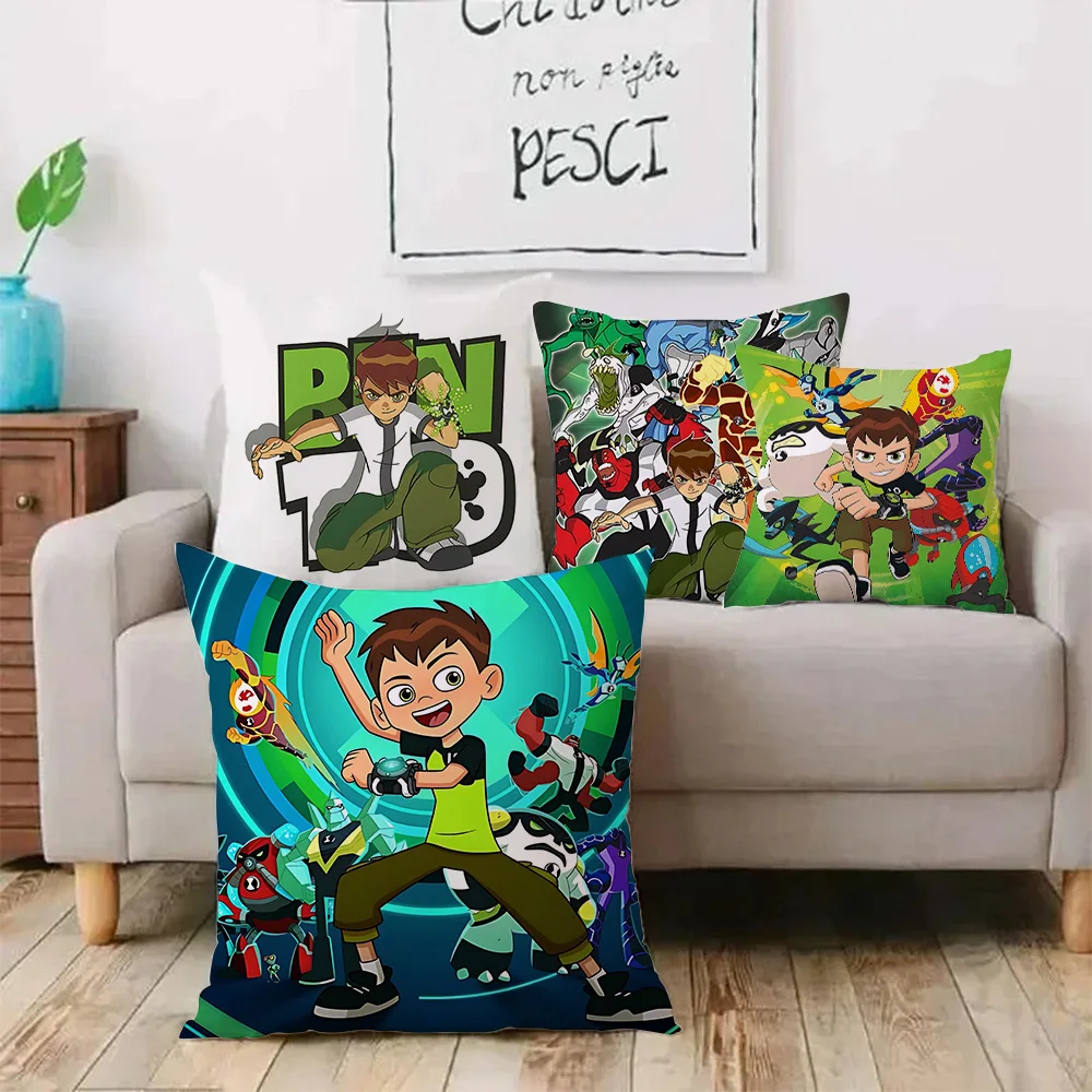 Pillow Covers Cartoon B-Ben 10 Cool Sofa Decorative Home Double-sided Printing Short Plush Cute Cushion Cover