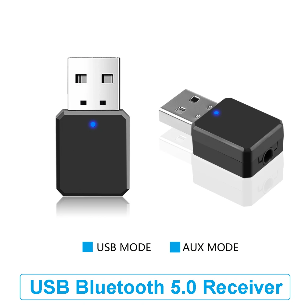 

USB Bluetooth 5.0 Receiver Wireless Adapter Music Speakers with Microphone 3.5mm AUX Car Bluetooth Receiver Stereo Audio Adapter