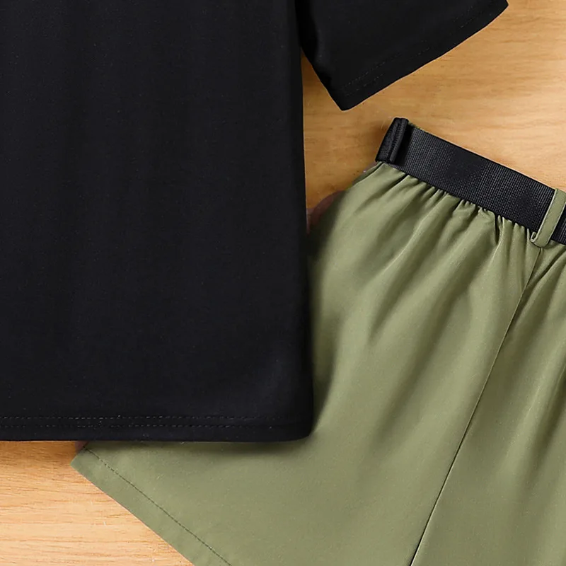 2024 Летние комплекты детской одежды Футболка с короткими рукавами и круглым