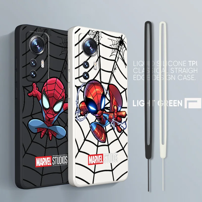

Marvel Superhero Spiderman For Xiaomi Mi 13 12T 11i 11X 10S 10 Pro Lite Ultra 5G Liquid Rope Silicone Phone Case