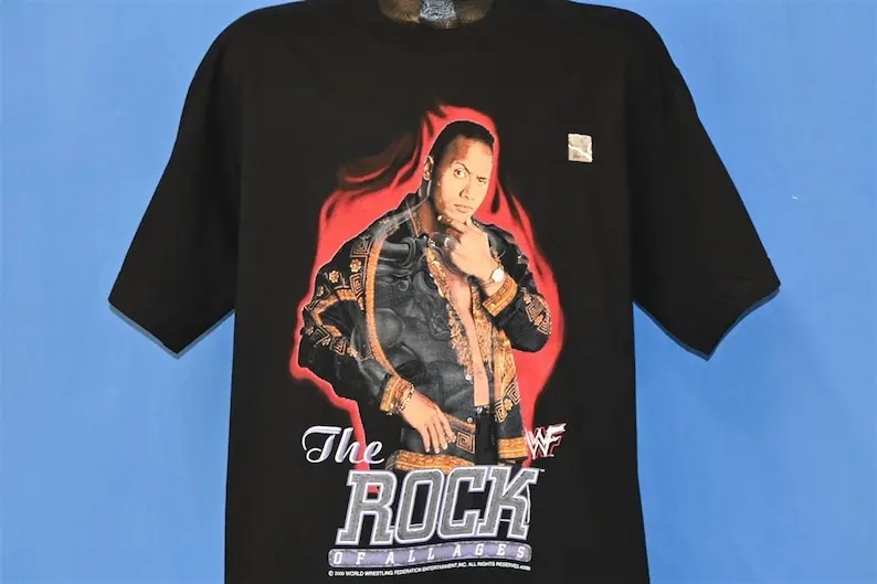 Y2K WWF Dwayne Johnson The Rock of All Ages Wrestling Deadstock футболка большая