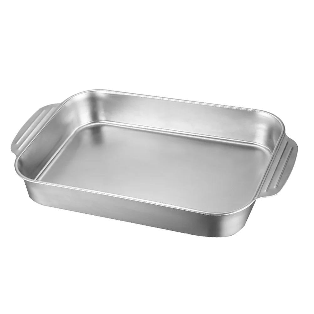 

Home Cooking Dish Stainless Steel Steaming Pan Practical Bakeware Dish with Handles
