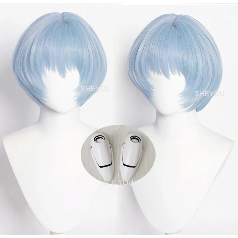 

Rei Ayanami Cosplay Wig EVA Cosplay Women 30cm Short Blue Heat Resistant Synthetic Hair Anime Cosplay Wigs + Wig Cap