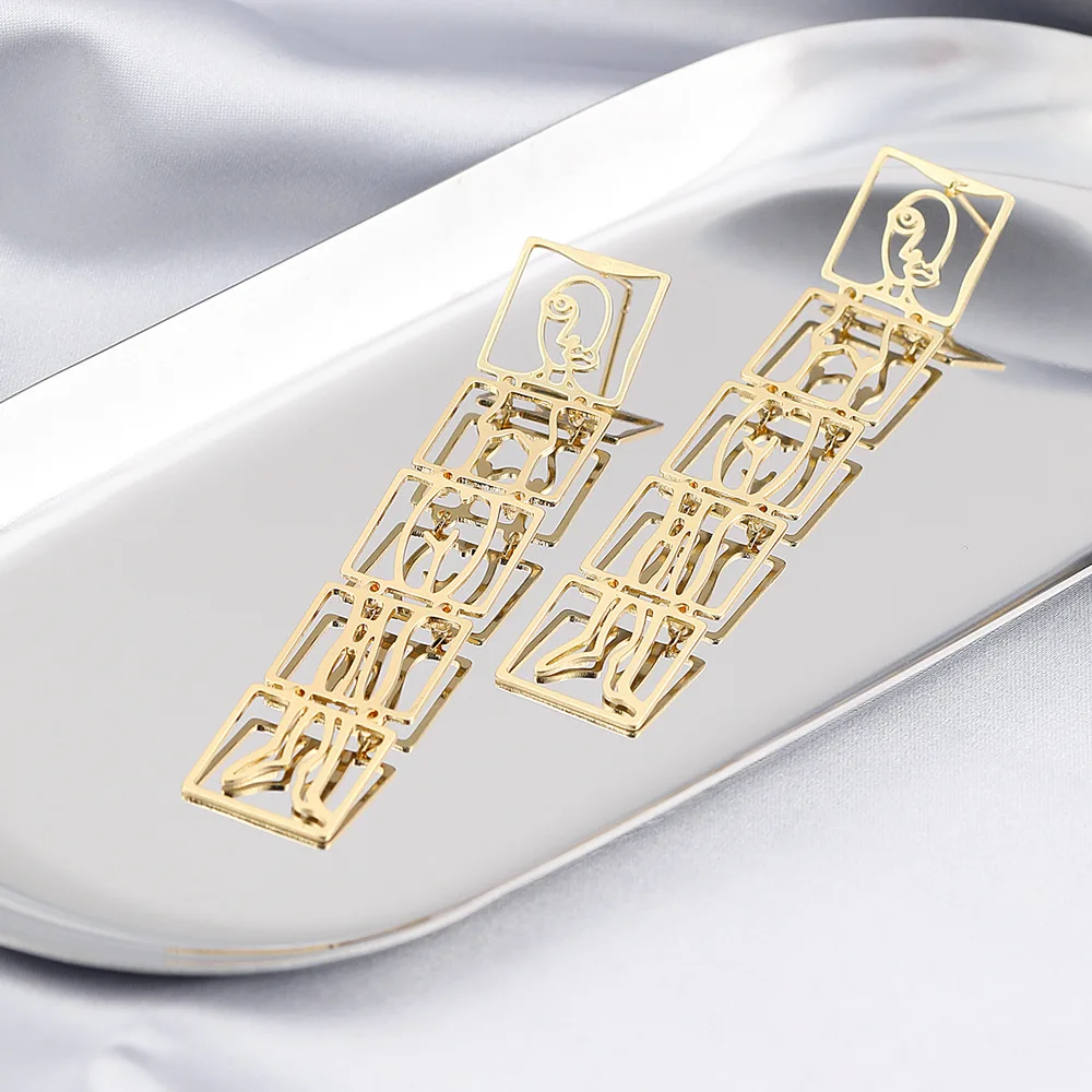 Original Metal Female Body Form Wire Earrings 2023 Abstract Body Lady Dangle Earrings For Women Maxi Statement Earrings