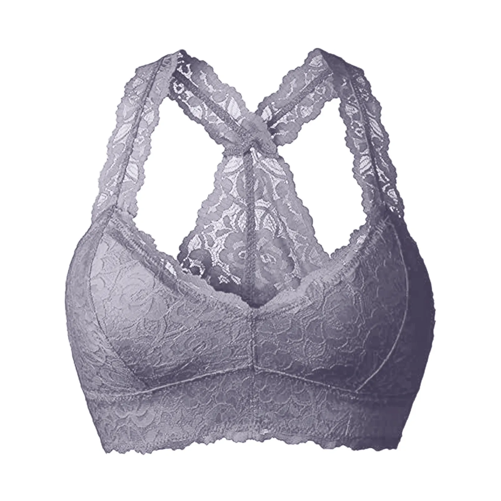 

Womens Sexy Lace Bra Solid Color Shockproof Breast Gathered Bralette Tank Top Seamless Without Underwire Breathable Intimates