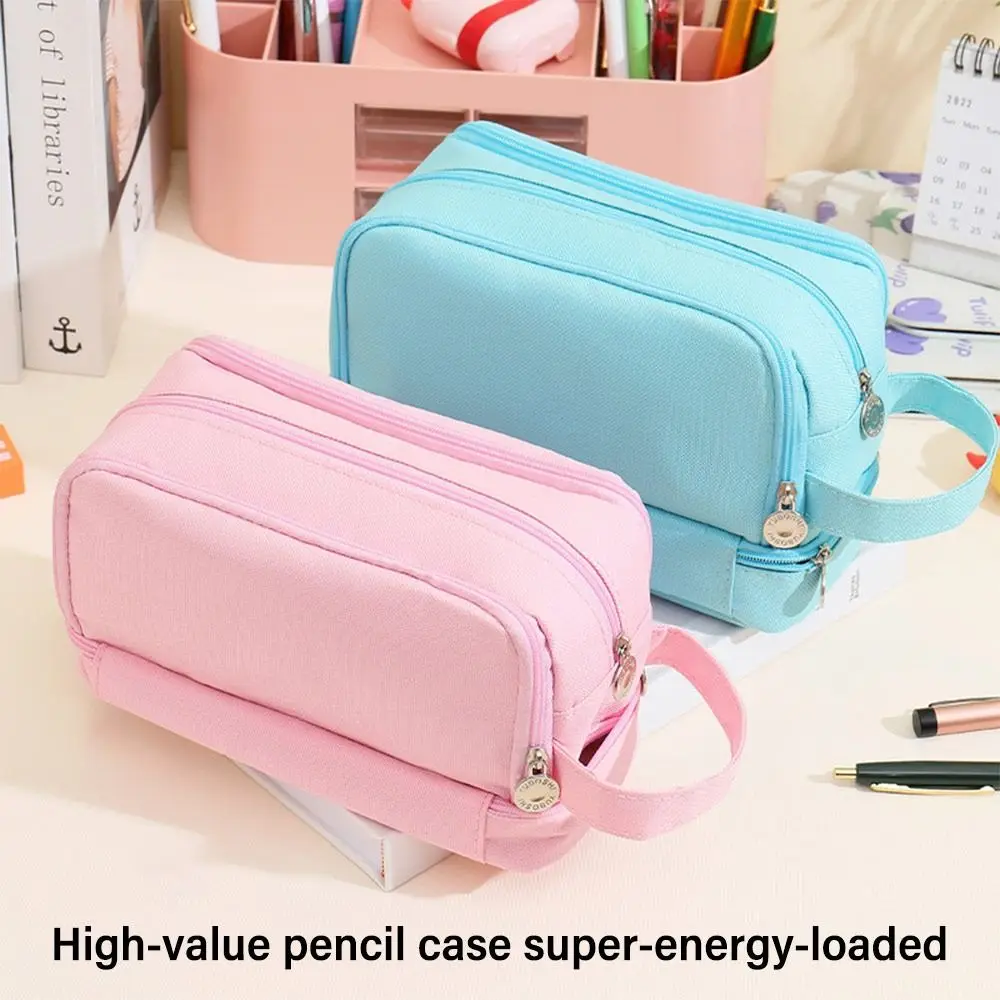 

Large Opening Pen Bag High Quality Double Layer Canvas Painting Brush Organizer Stationery Box Art Supplies