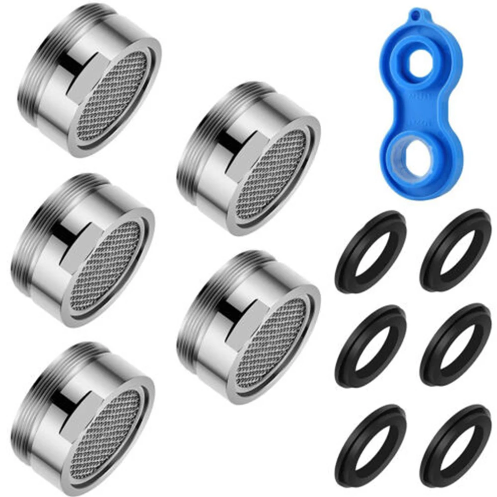 5 Pcs Water Saving Faucet Aerators M24 Water Tap Perlators Regulator Bathroom Water Parts Element Mixing Nozzle Wrench