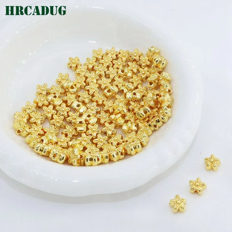 Flower Bead 18K Gold Plated Bracelet Beaded Fittings Separation Beads For DIY Handmade Jewelry Accessories Findings Spacer Beads