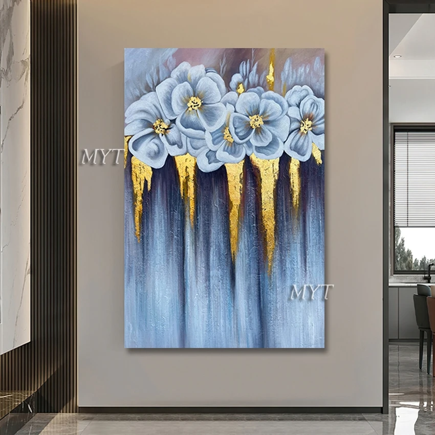 

Качественный Уличный настенный Декор, искусство из золотой фольги, цветы, рисование, идея дизайна, Абстрактная Картина на холсте без рамы, р...