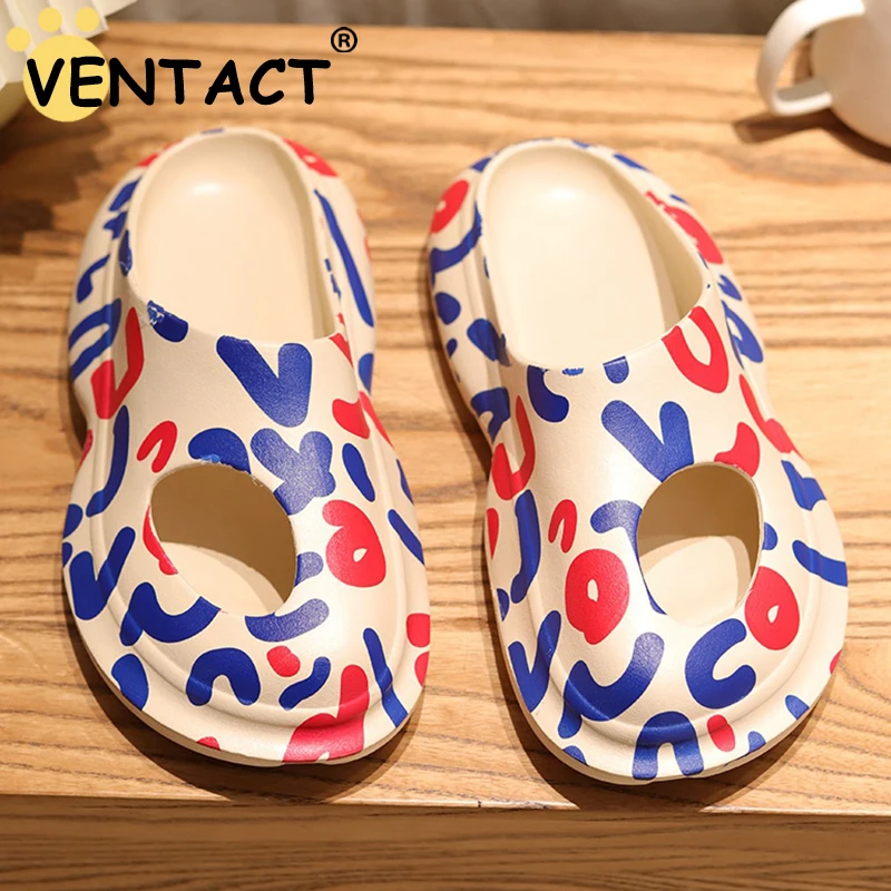 

VENTACT 2022 Summer Women'S Slippers Couple Sandals Cover Toe Graffiti Indoor Lovers Flip Flops Non-Slip Ins Fashion Slides