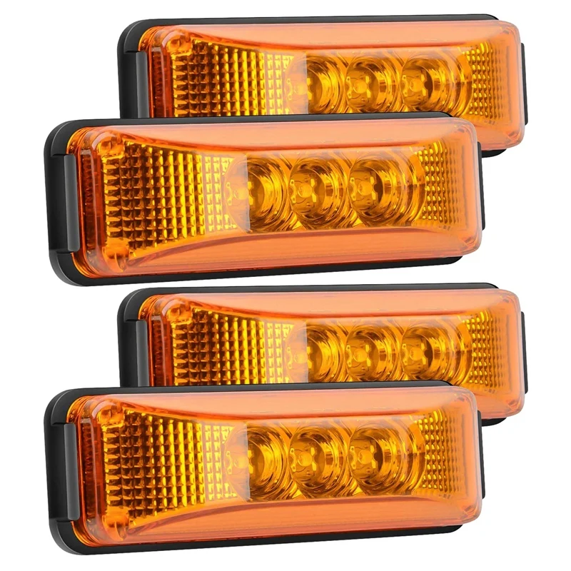 

4PCS 24V 3.9Inch 3 LED Truck Trailer Amber Light Front Rear LED Side Marker Lights Clearance Indicator Lamp Waterproof