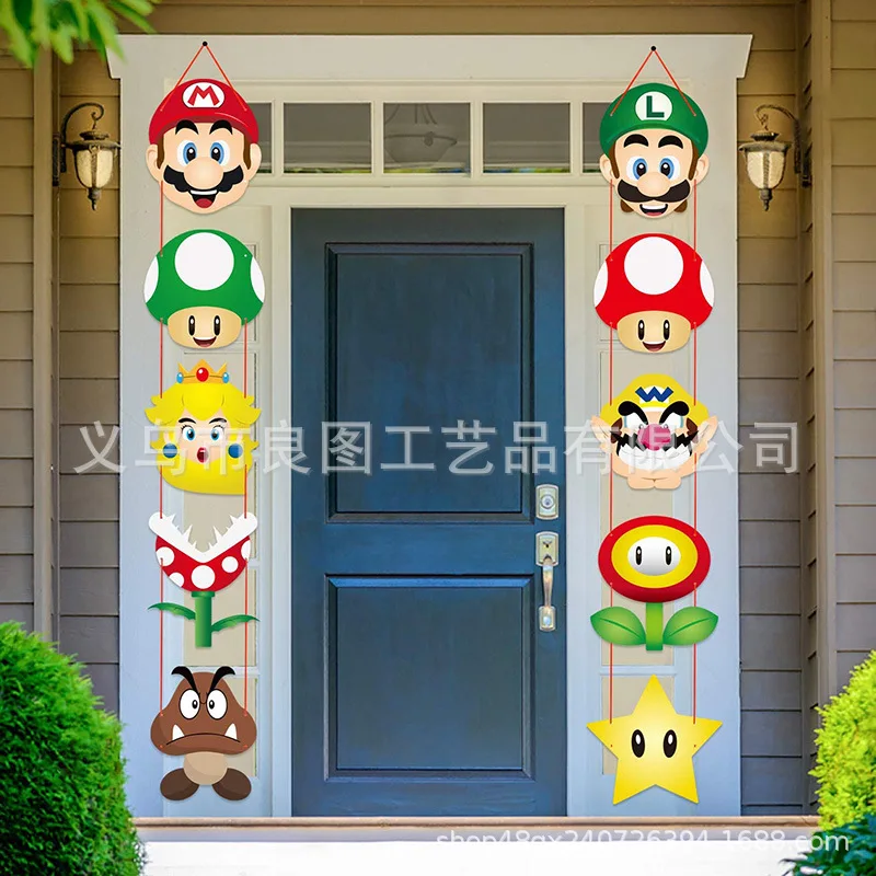 

Creative Super Mario Themed Door Hanging Decoration Cartoon Luigi Peach Princess Mushroom Children's Birthday Party Supplies