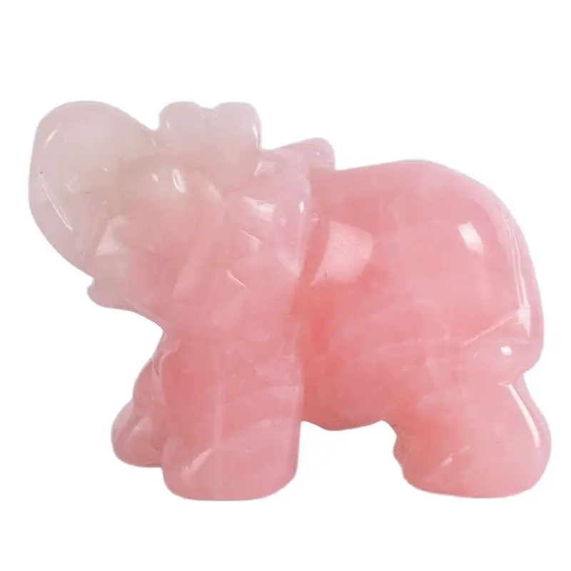 

Elephant Figurines Rose Quartz Carved 2-2.5 Inch Craft Natural Stone Pink Crystal Mini Animals Statue For Decor Chakra Healing