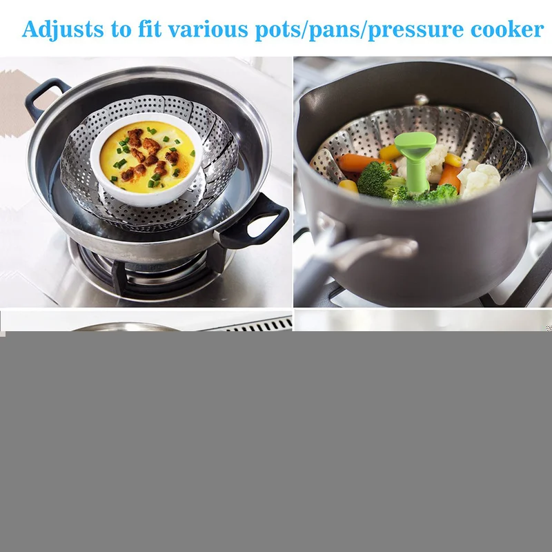 9inch Stainless Steel Food Steamer, Collapsible Basket for Steam Cooking Cookware, Food Fruit Vegetable Dish Steamer images - 6
