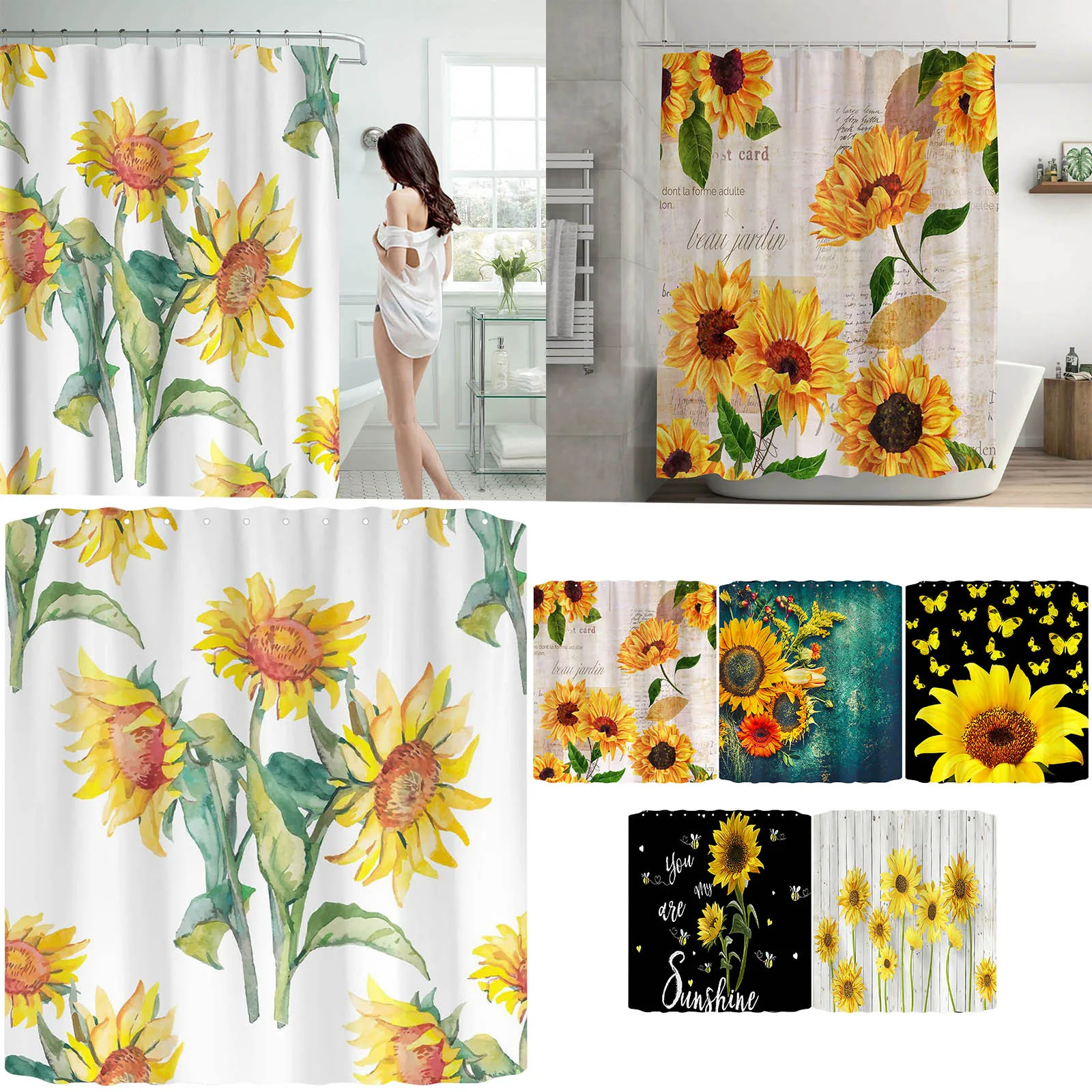 

Shower Curtain 70x70 Linen Shower Curtain Extra Long Basement Shower Curtain Hotel Shower Curtain with Detachable Liner Yellow