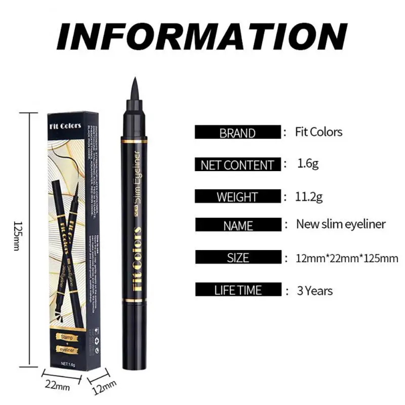 ELECOOL 2 In1 Winged Stamp Liquid Eyeliner Pencil Waterproof Fast Dry Lasting Black Eye Liner Pen Korean Cosmetics Makeup Tool images - 6