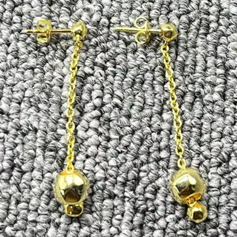 

Best Sales Spanish Original Fashion Electroplating 925 Silver Long Thin Pin Stud Charm Bead Earrings Elegant Jewelry Gift