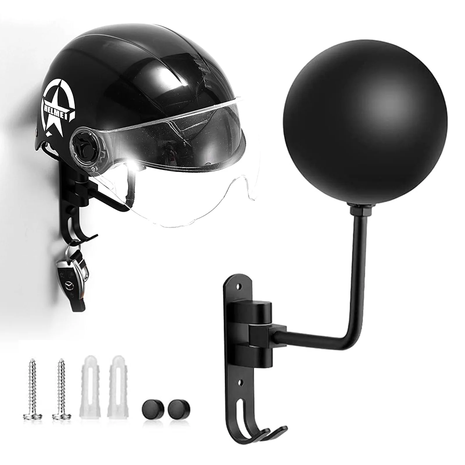 

Stainless Steel Motorcycle Bicycle Riding Helmet Holder Rack Aluminum Anti-Rust Hat Storage Bracket Hook Wall Mount with Screws