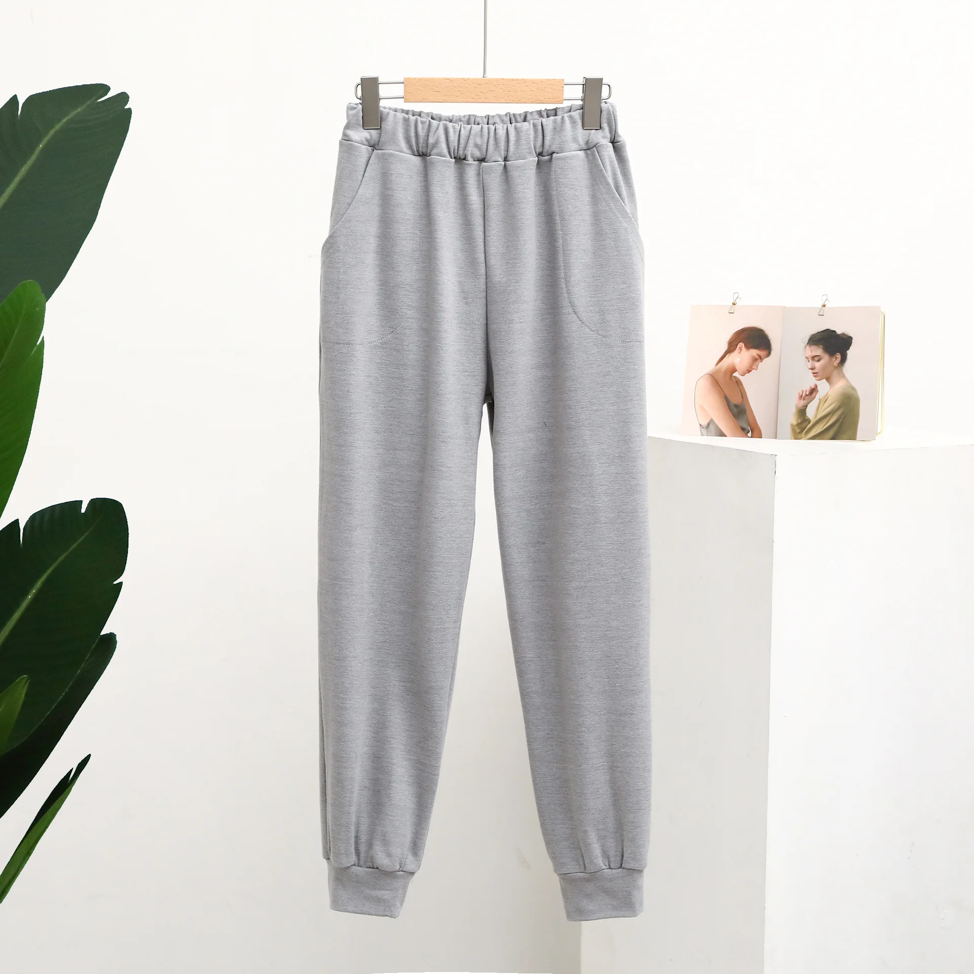 Women Loungewear Underwear Autumn/ Winter Fantasy Color Plane German Velvet House Pants Thickening High Waist Leisure Trousers