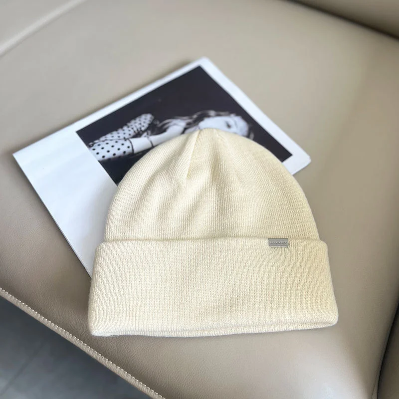 Шапка-бини женские зимние теплые вязаные шапки уличные двухслойные