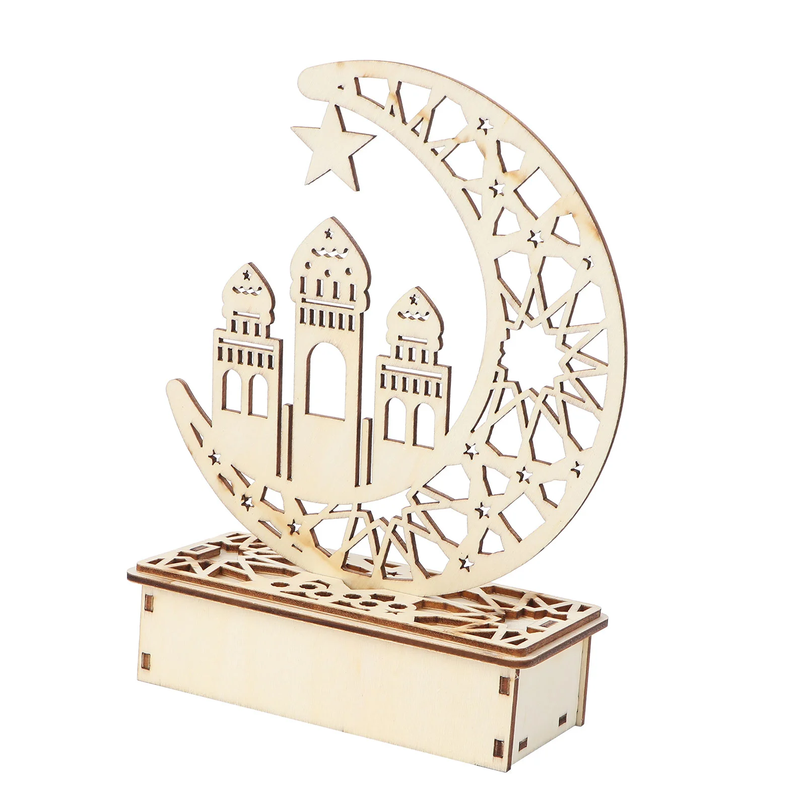 

Eid Lights Wooden Ramadan Decorations Ornament Craft Star Moon Table Mubarak Islam Party Lamp Led Lantern Decorative Adornment