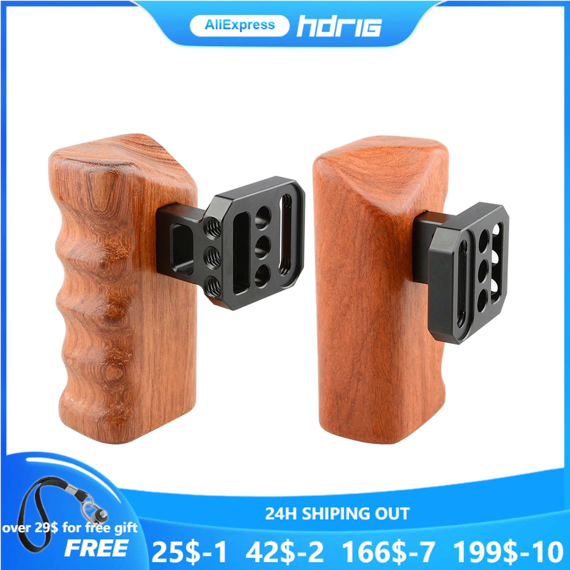 

HDRIG Wooden Handle Grips (left & right) for DV Video Cage RED Camera SLR Camera Rig Panasonic GH Series