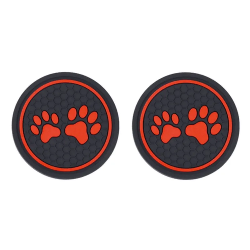 2 шт. нескользящий автомобильный коврик для чашки с водой, резиновый коврик с отпечатками кошачьей лапы для держателя бутылки, подставка для авто, интерьерные противоскользящие подстаканники