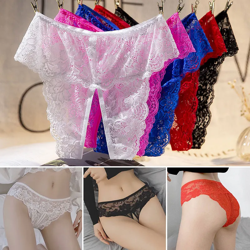 

Women Briefs Lace Crotchless Panties Open Back Knickers Underwear Thongs Sexy Lingerie See Through Plus Size XL-4XL