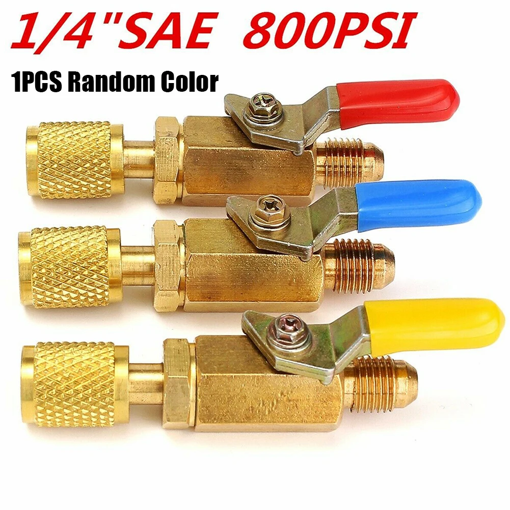 

1 Прямой шаровой клапан 1/4 дюйма SAE 800 фунтов на кв. дюйм для автомобиля R410a шланг для хладагента меньше 68 мм фотоклапан