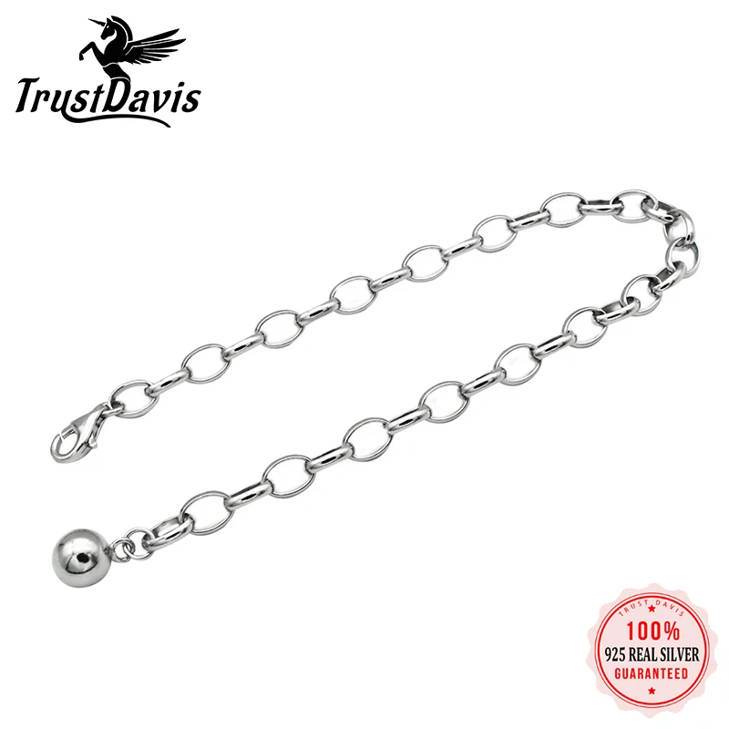 

TrustDavis, индивидуальный минималистичный браслет из стерлингового серебра 925 пробы с бусинами, цепочка для женщин, ювелирные изделия для свадебной вечеринки S925 DD1029
