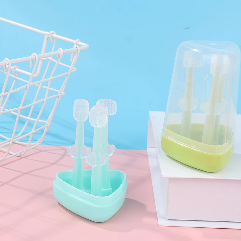 3 шт. детская Силиконовая зубная щётка для детей 0-18 месяцев