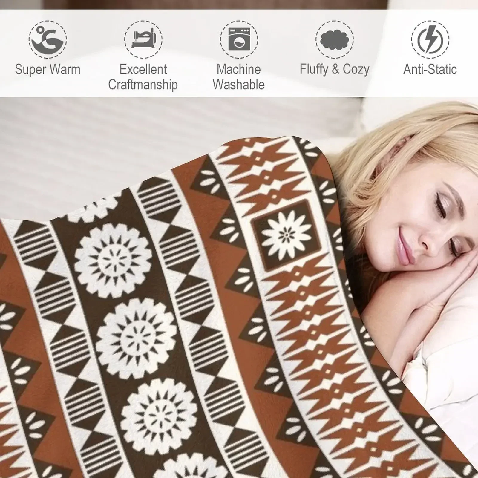 Fijian Masi 2/Neutrals Throw Blanket Свободные термоодеяла и пледы Роскошные одеяла