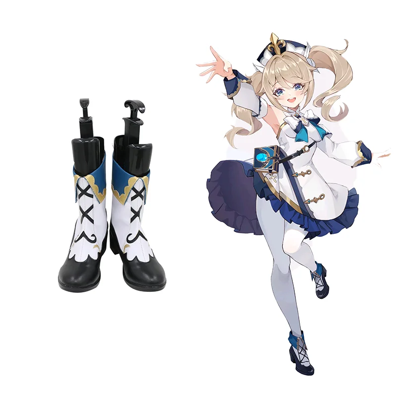 

NEW Anime Genshin Impact Barbara Cosplay Costume Shoes Compatible Wigs Uniform Outfit Women Game Halloween Party Dress Full Set