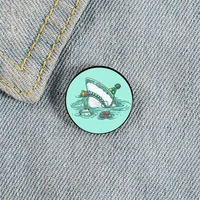 happy birthday shark printed pin custom funny brooches shirt lapel bag cute badge cartoon jewelry gift for lover girl friends