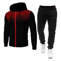 autumn and winter men polka dot zipper european and american wind trend sports cardigan casual trouser suit mens hoodie