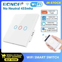 bonda smart switch alexa rf433 no neutral single fire tuya control works with google 123 4gang smart home light wifi switches
