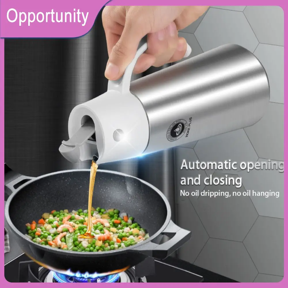 

Stainless Steel Seasoning Bottle Automatic Opening And Closing Kitchen Set Household Storage Organization Large Capacity Oil Pot