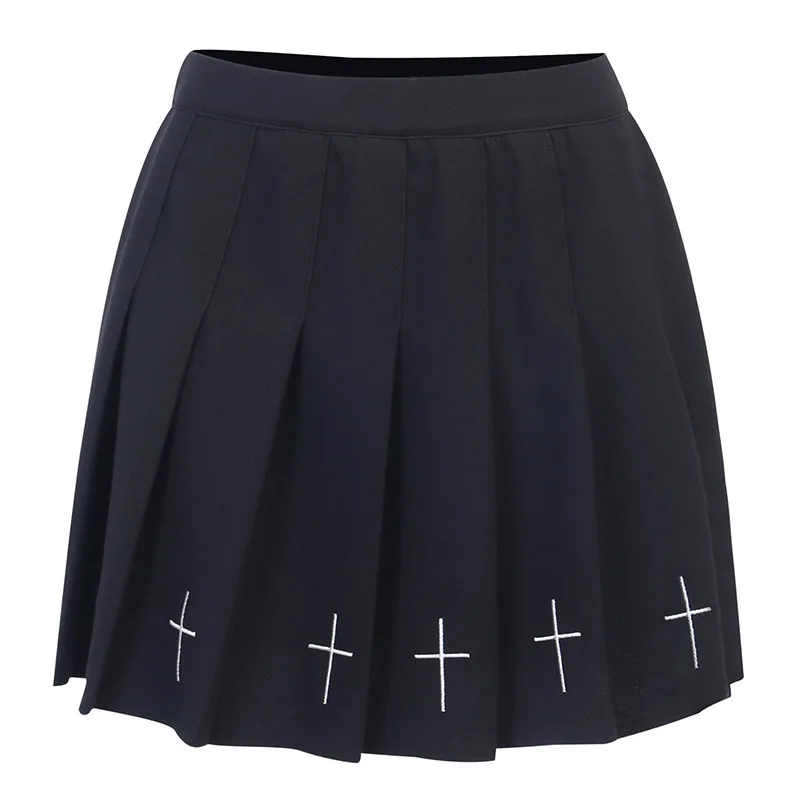 Women High Waist Mini Black Punk Skirt Y2k Aesthetic Skirts Streetwear Japanese Harajuku Rock Pleated Costume For Goth New | Женская
