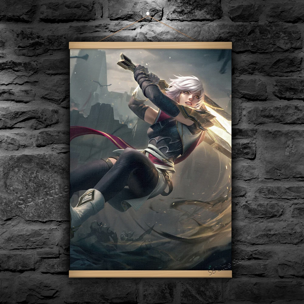 Riven Character League Of Legends LOL Video Game Canvas Painting Arcane Poster  Animation Tapestry Design Creativity