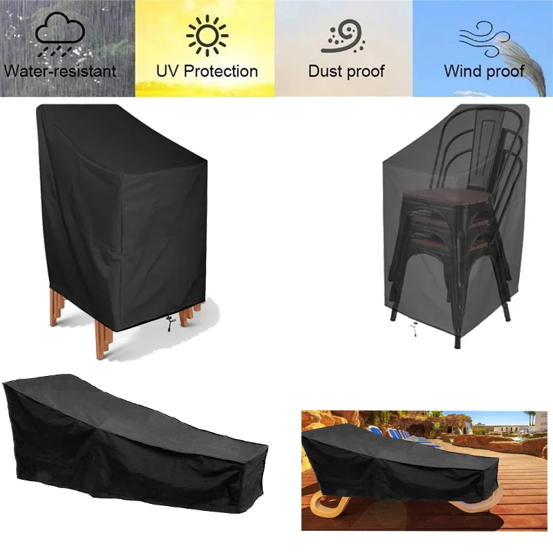 Dust Cover Outdoor Garden Stackable Chair Patio Furniture Protector High Quality Waterproof Dustproof Chair 64x64x70x120cm